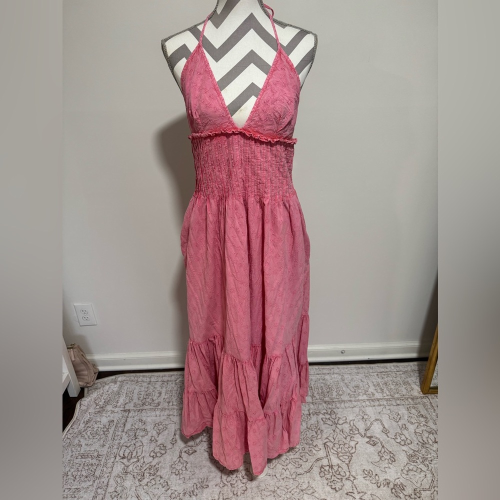 Free People Pink Halter Maxi Dress